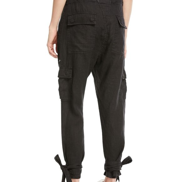 Joie Erlette  Linen Cargo Pants Black - Picture 2 of 5